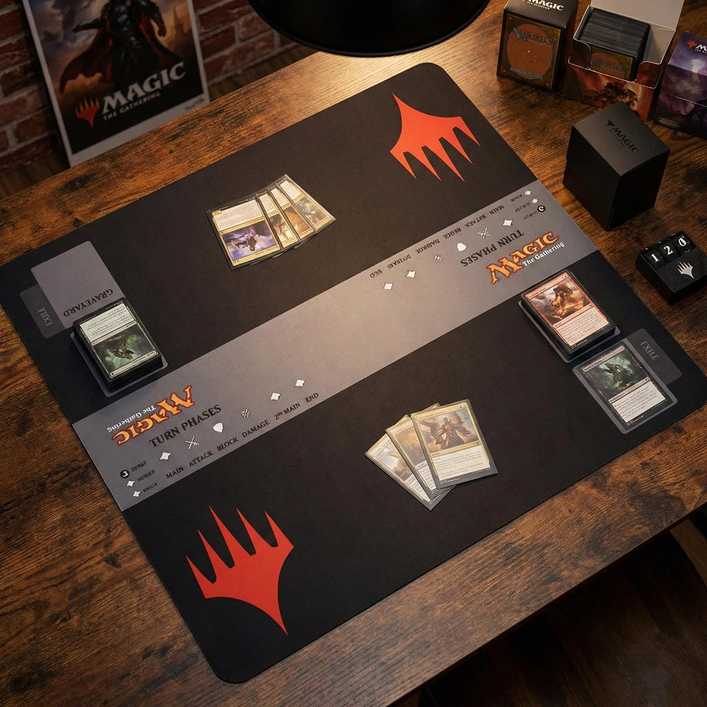 Magic The Gathering 2 Player Playmat - MTG Battle Mat with Zones & Turn Tracker - Professional TCG Tabletop Gaming Mat 24 x 24"