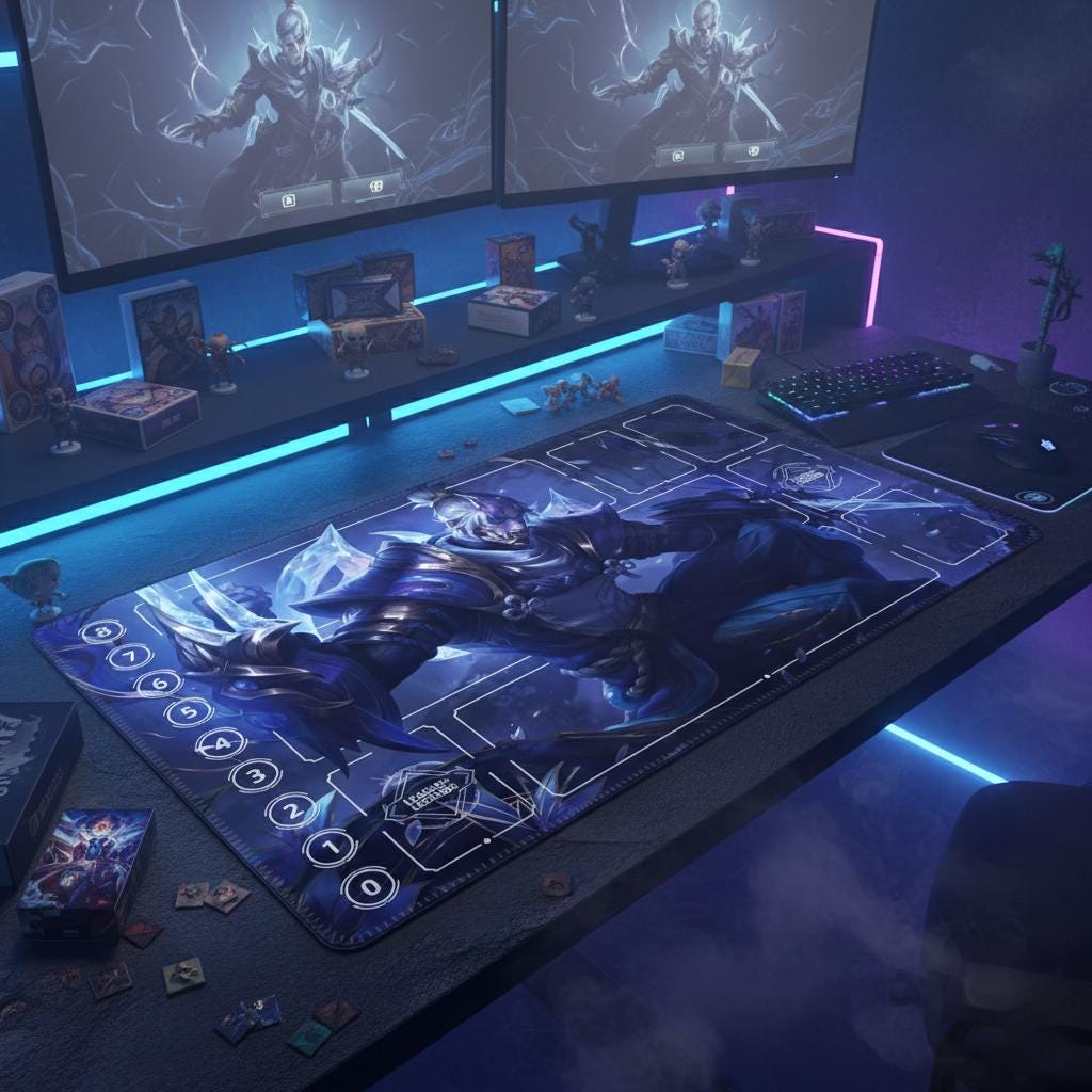 Zed Prestige Spirit Blossom League of Legends Riftbound Playmat | Trading Card Game Pad | LOL Desk Mat | 24" x 14" inches Stitched Edges