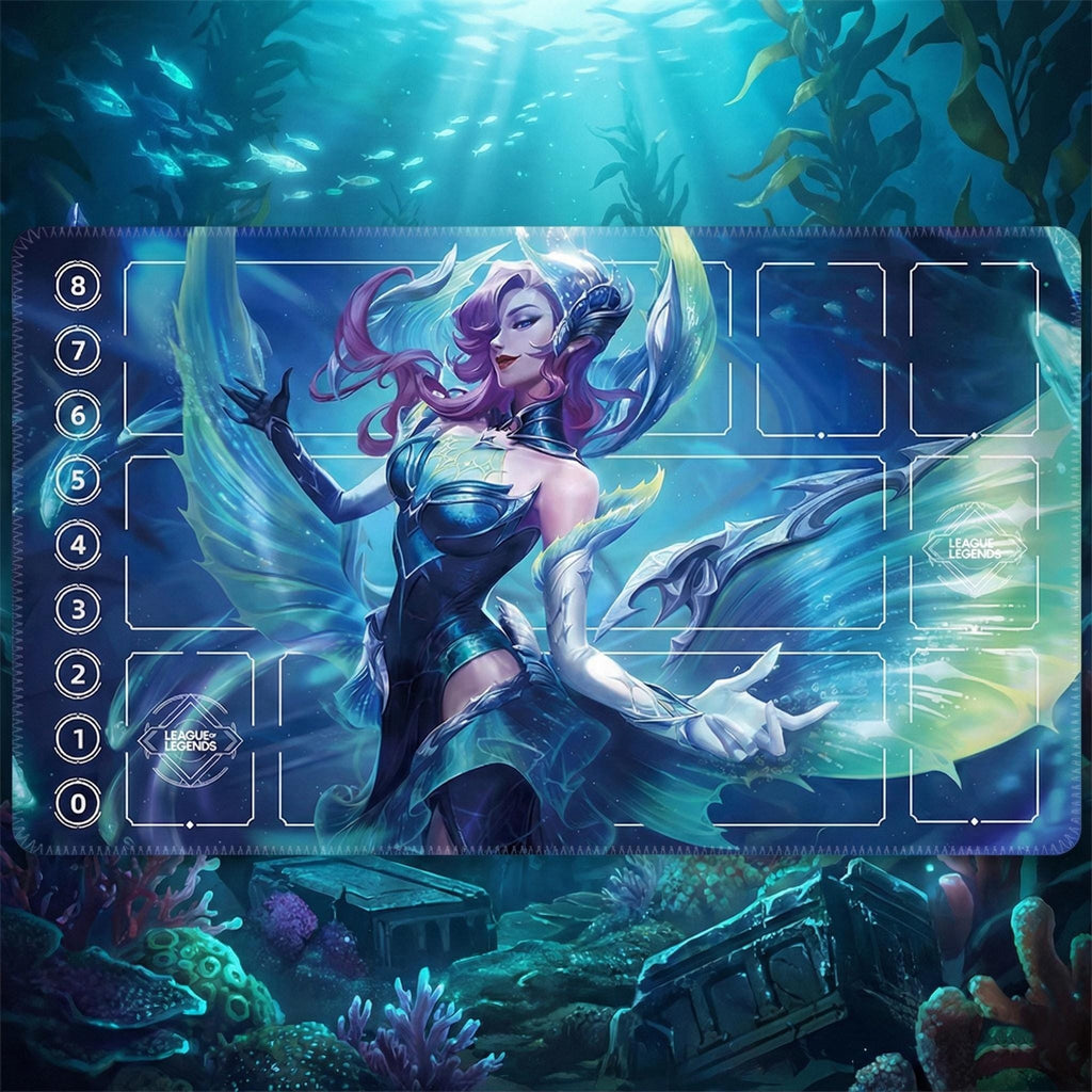 Morgana Lagoon Dragon League of Legends Riftbound Playmat | Trading Card Game Pad | LOL Desk Mat | 24" x 14" inches Stitched Edges