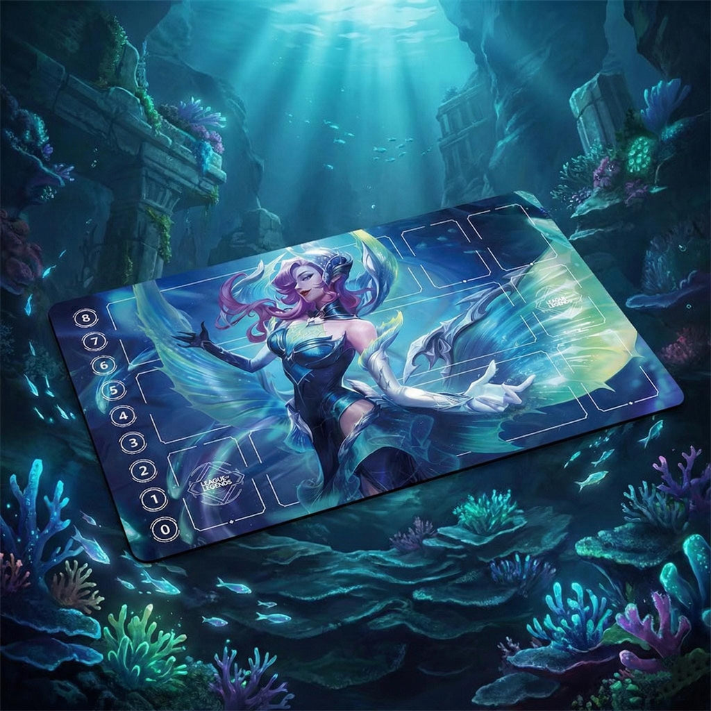 Morgana Lagoon Dragon League of Legends Riftbound Playmat | Trading Card Game Pad | LOL Desk Mat | 24" x 14" inches Stitched Edges