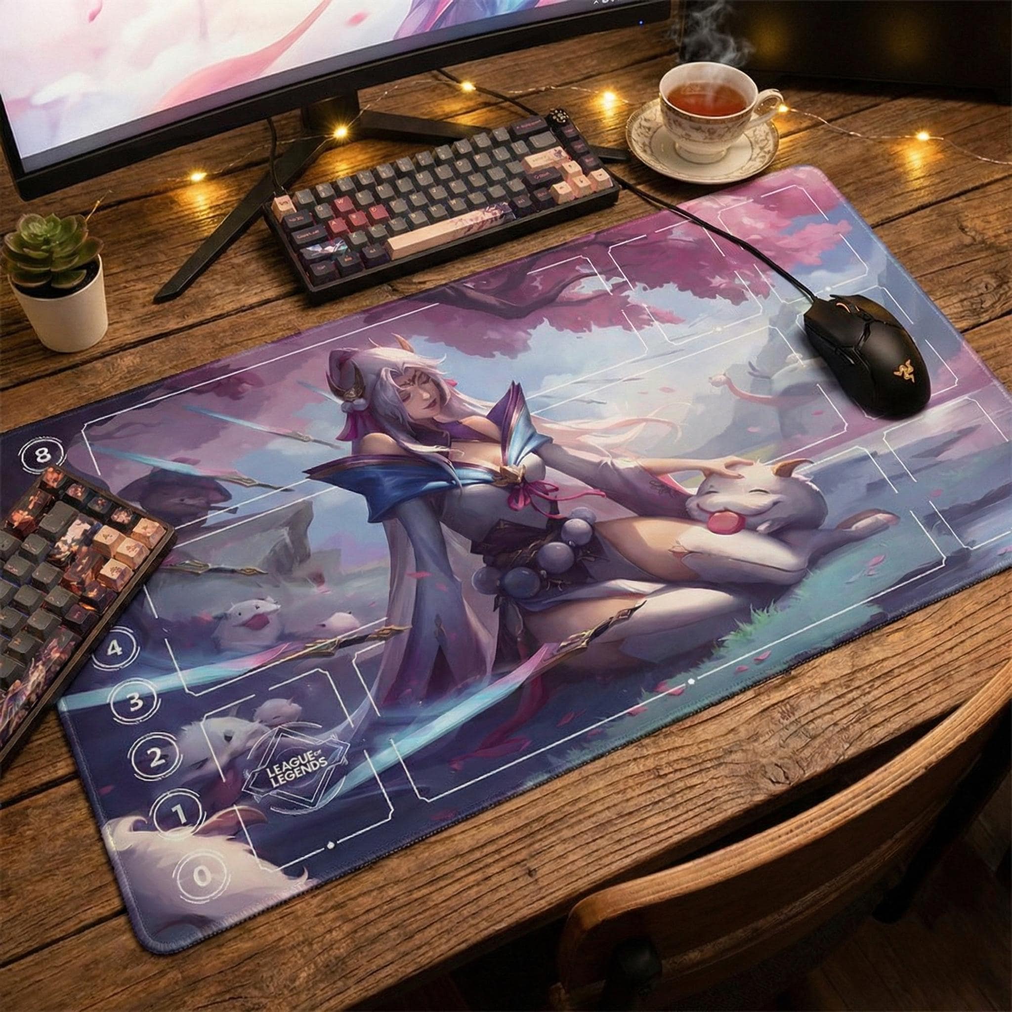 Irelia Spirit Blossom Riftbound LOL Playmat - League of Legends Inspired Trading Card Game - 24" x 14" inches Stitched Edges