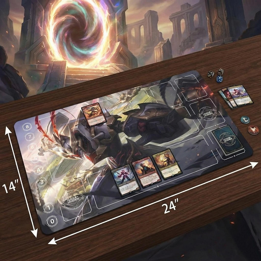 Jax Mecha Kingdoms League of Legends Riftbound Playmat | Trading Card Game Pad | LOL Desk Mat | 24" x 14" inches Stitched Edges