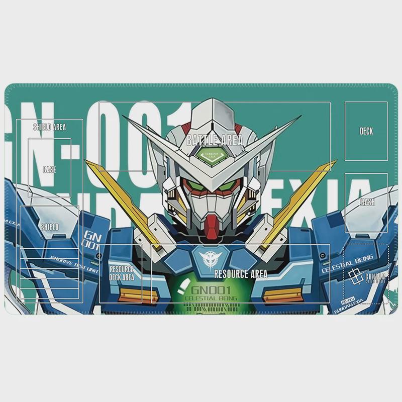 GN001 Gundam TCG Playmat 24x14", Mobile Suit Desk Mat, Stitched Edges, Non-Slip Rubber, Pro Card Game Pad 600x350x2mm, Fan Art Gamer Gift