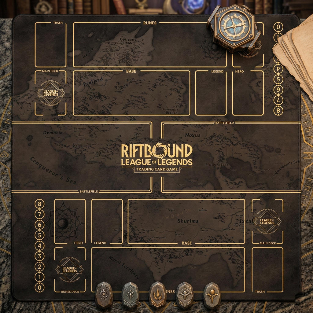Two Player Riftbound Playmat - League of Legends Trading Card Game Mat - Duo Zones Battlefield 24" x 24" inches (60x60 cm)