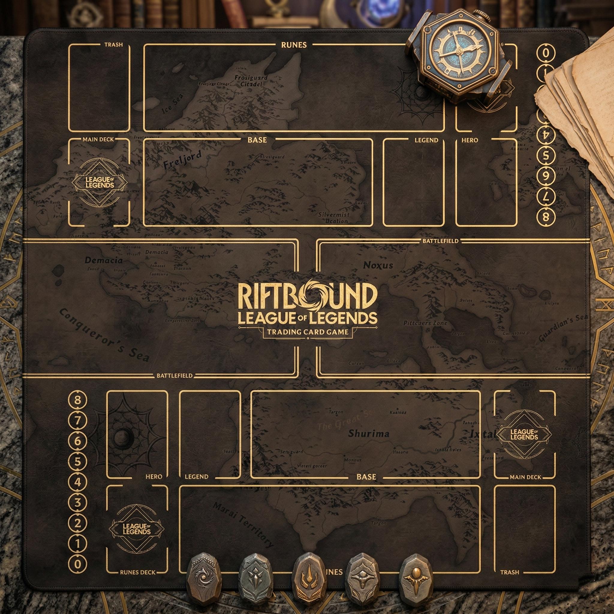 Two Player Riftbound Playmat - League of Legends Trading Card Game Mat - Duo Zones Battlefield 24" x 24" inches (60x60 cm)