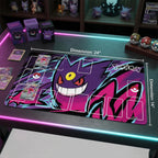 Gengar Pokemon Playmat | Ghost TCG Card Game Mat 24x14" | Gengar Ghost Poison Aesthetic Gaming Desk Mat with Zones