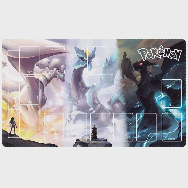 Pokemon Playmat | PTCG Card Game Mat | Reshiram Kyurem Zekrom Pokemon Playmat | 24x14" inches
