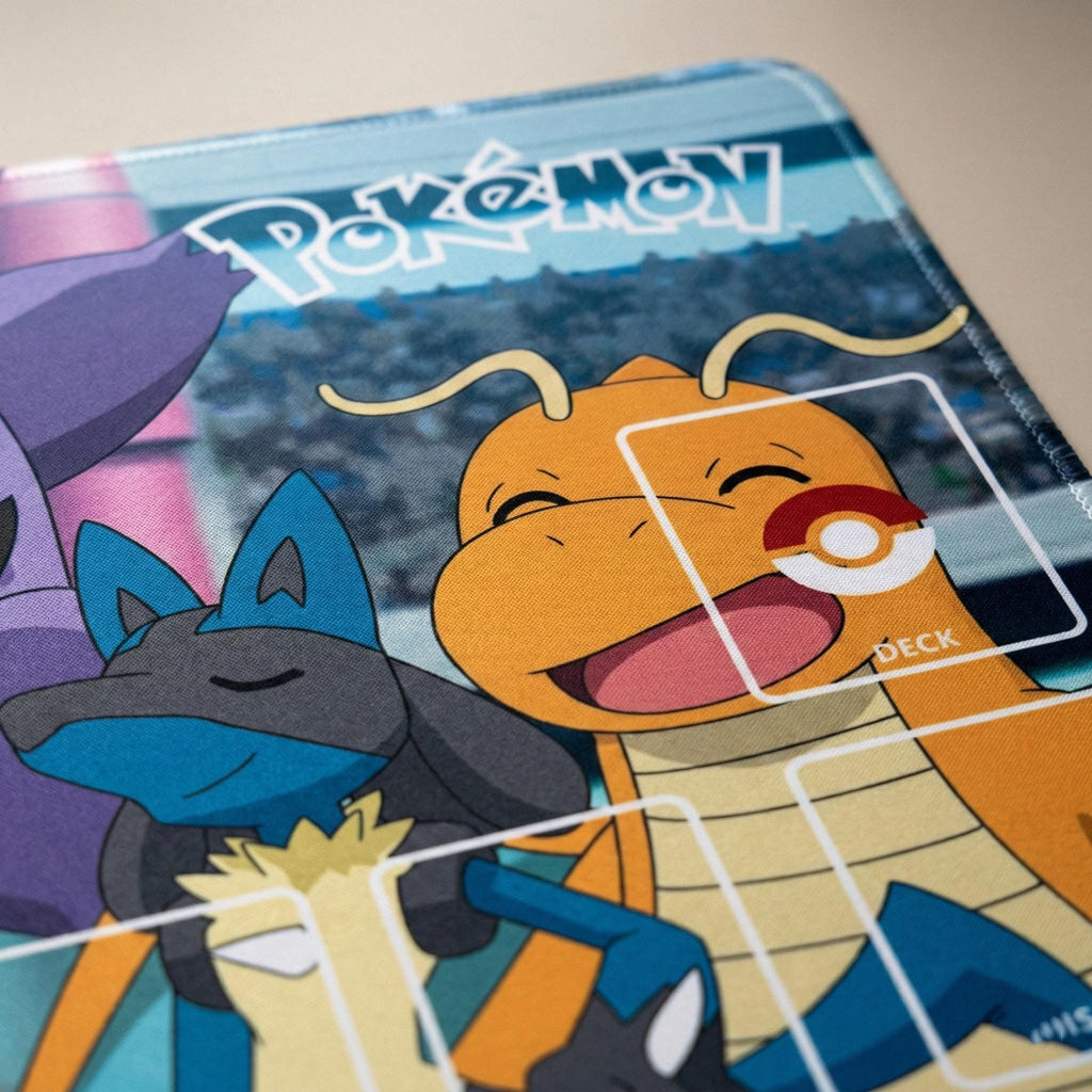 Ash Ketchum Pikachu Gengar Pokemon Playmat | Pokemon Ultimate Journeys Series Playmat | 24x14 Inch