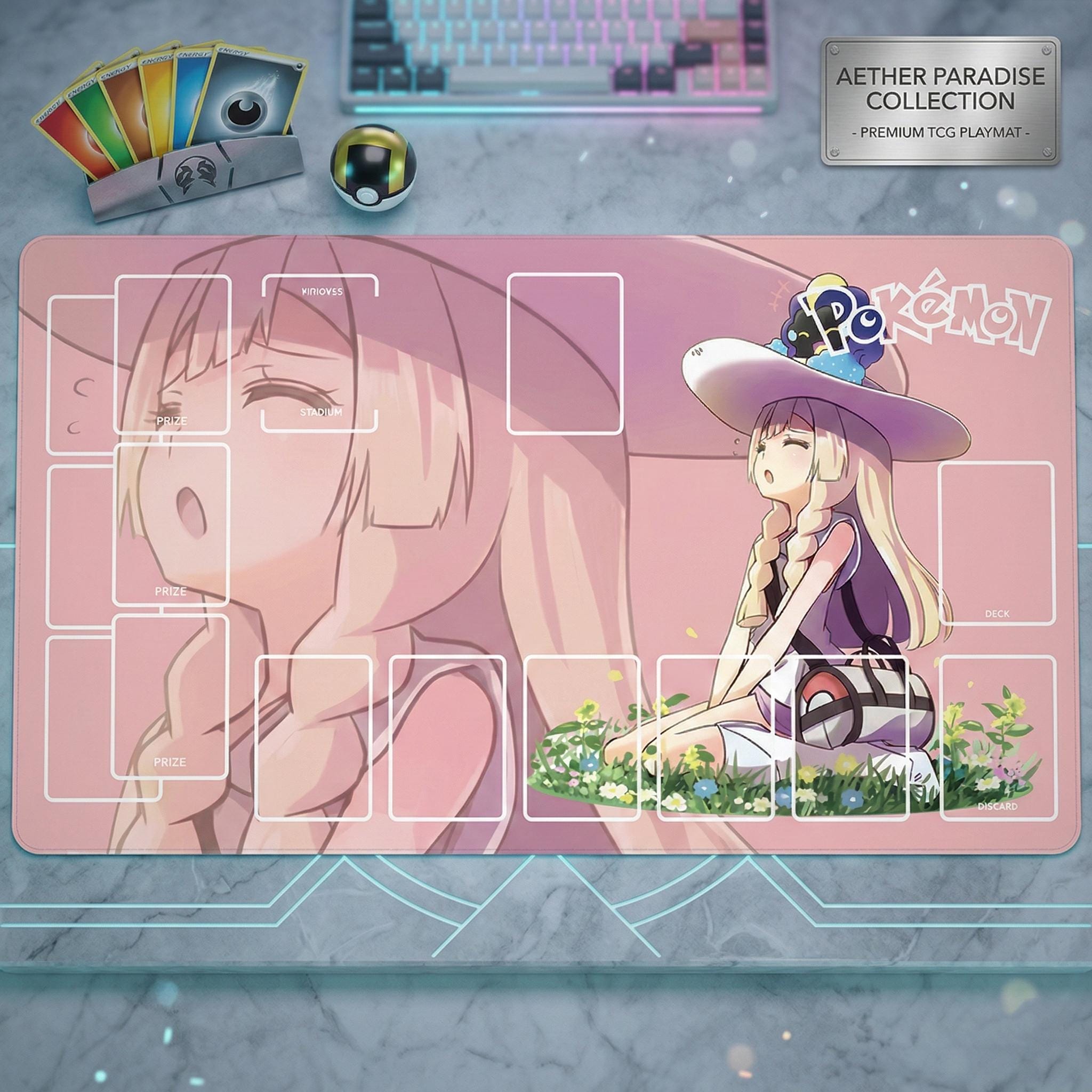 Lillie Cosmoem Pokemon Playmat | Pokemon Trading Card Game Mat | 24" x 14" inch