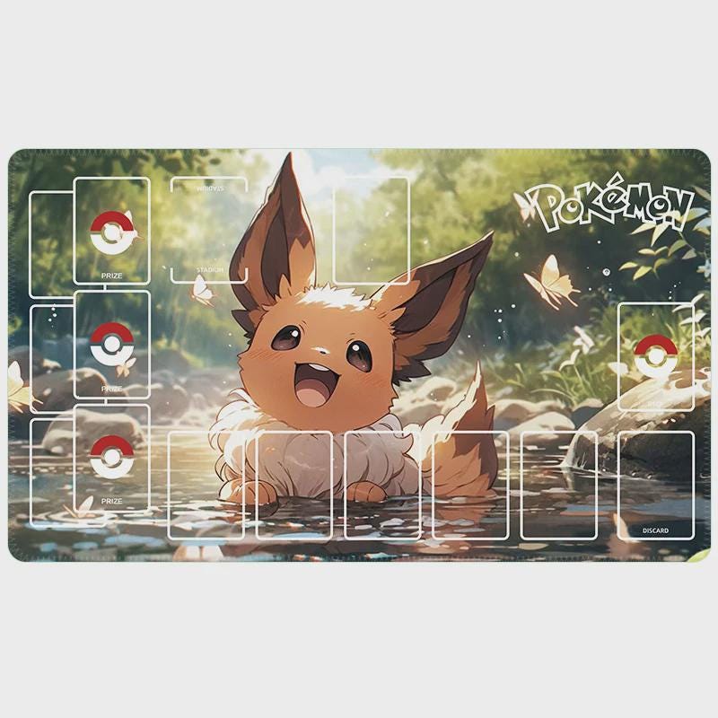 Eevee Pokemon Playmat | Pokemon Trading Card Game Mat | 24" x 14" inch | Eveveelutions PTCG