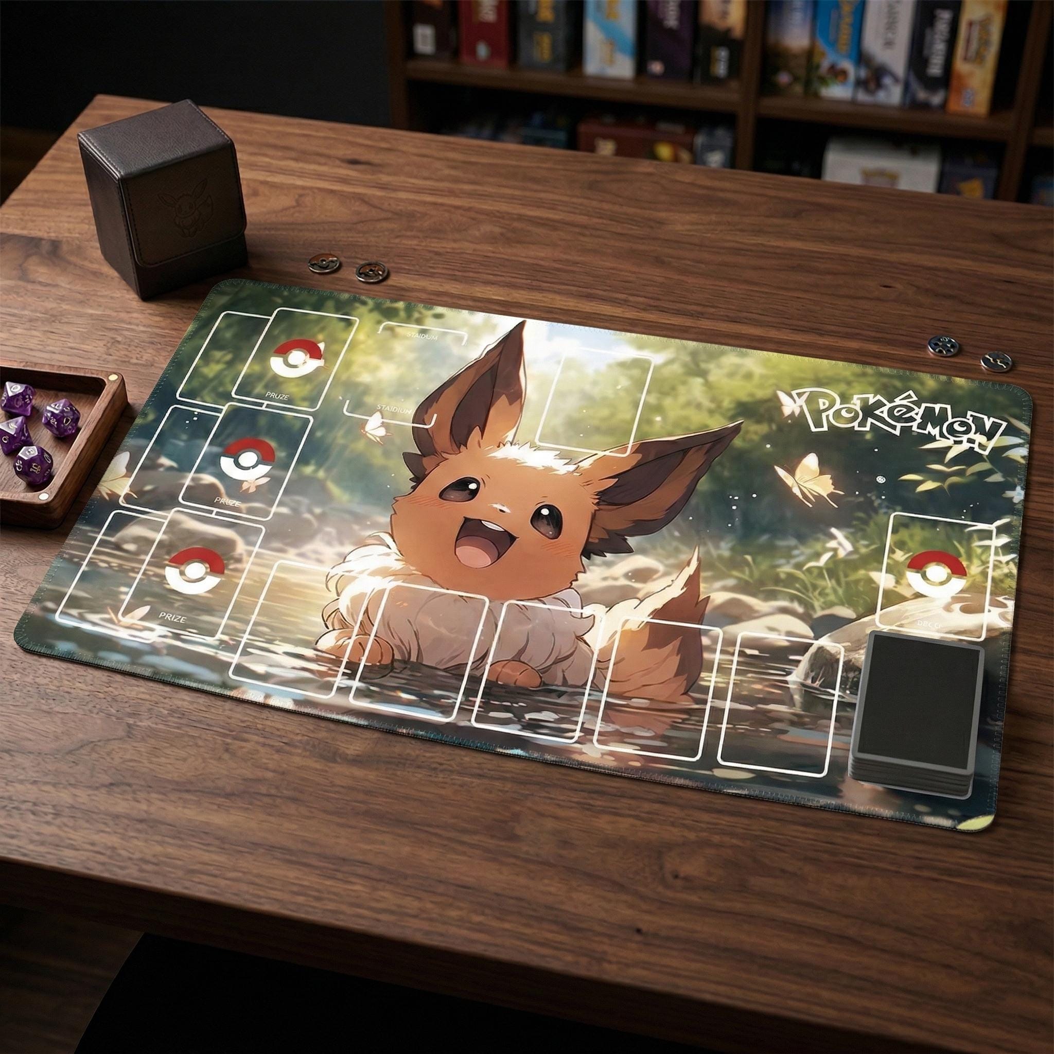 Eevee Pokemon Playmat | Pokemon Trading Card Game Mat | 24" x 14" inch | Eveveelutions PTCG