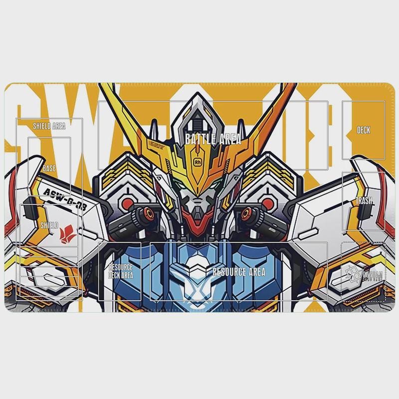 ASW-G-08 Gundam TCG Playmat 24x14", Mobile Suit Desk Mat, Non-Slip Rubber, Pro Card Game Pad 600x350x2mm, Fan Art Gamer Gift