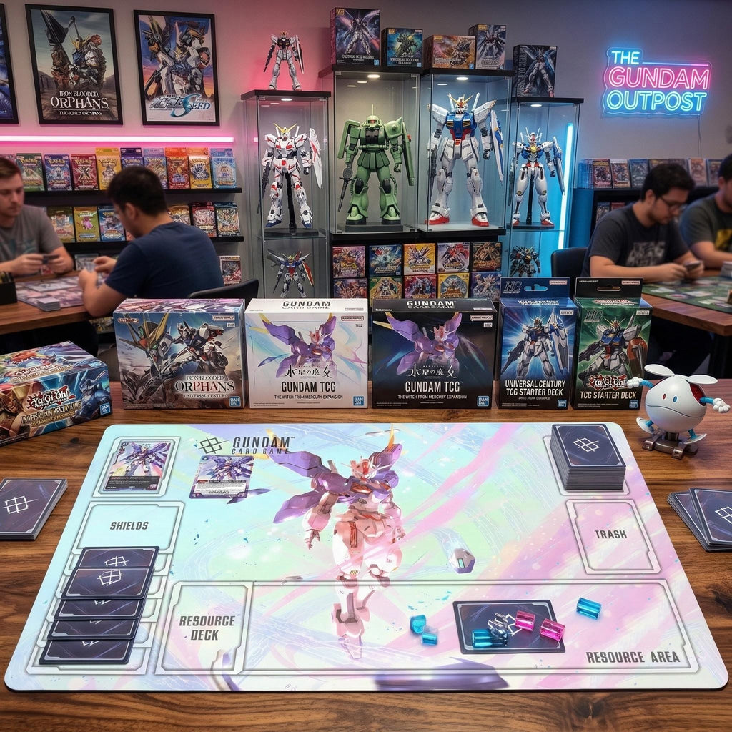 Gundam TCG Playmat Aerial Rebuild Witch from Mercury GCG Desk Mat 24x14 Custom Anime Gaming Accessory for TCG Players