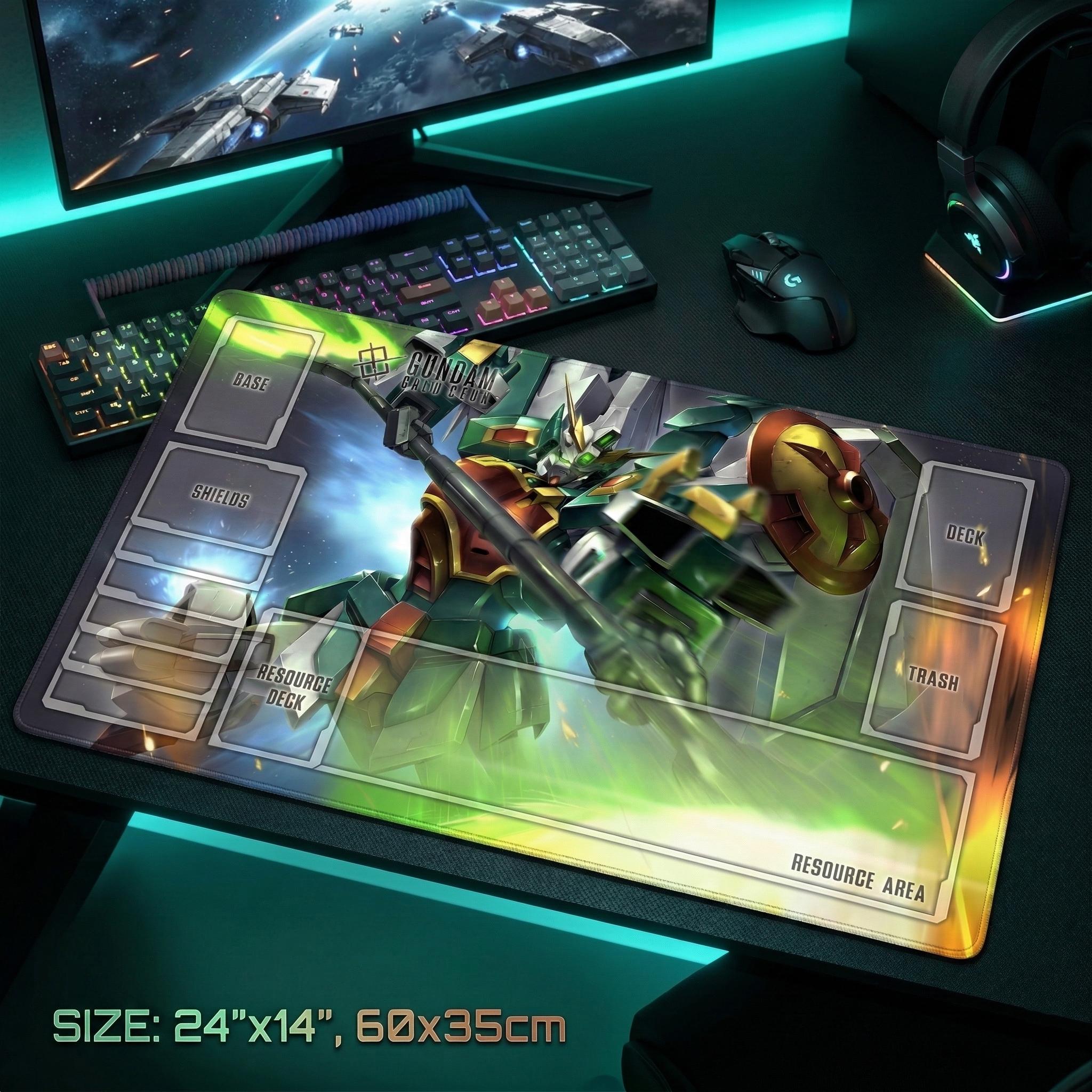 Gundam TCG Playmat | Gundam Card Game Desk Mat | Anime Gaming Accessory | 24x14 TCG Mat with Zones | Gift for Gundam Fans