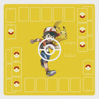 Duo Pokemon Playmat | Ash Ketchum Pikachu 2 Player TCG Battle Mat | Double Field Resource & Battle Zones | Two-Player Layout | 24" x 24"