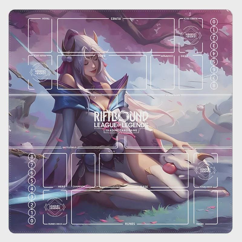 Irelia Spirit Blossom Riftbound Playmat Two Players - League of Legends Trading Card Game - Duo Zones Battlefield 24" x 24" inches