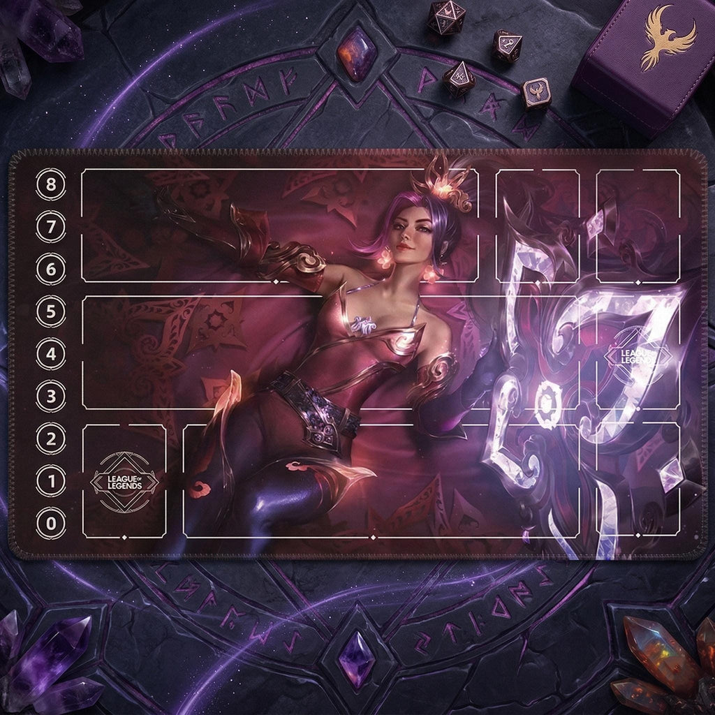 Seraphine Graceful Phoenix Riftbound LOL Playmat - League of Legends Trading Card Game - 24" x 14" inches Stitched Edges