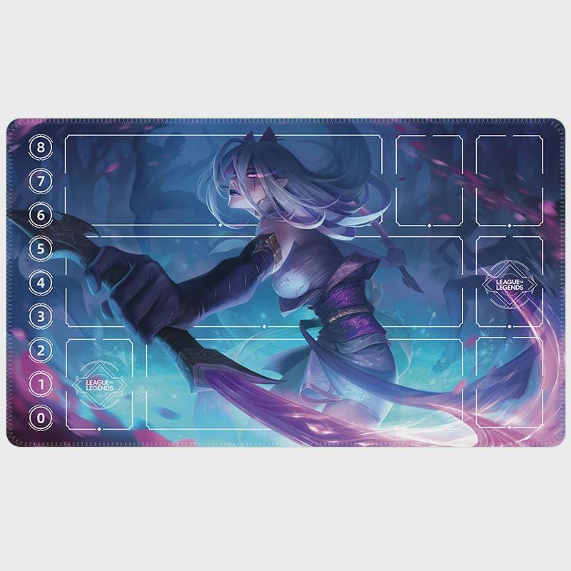 Coven Evelynn Riftbound LOL Playmat - League of Legends Inspired Trading Card Game - 24" x 14" inches (600 x 350 x 2 mm) Stitched Edges
