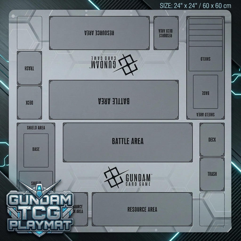 Gundam Card Game Playmat | 2 Player Duo Battle Mat with Zones, 60x60cm