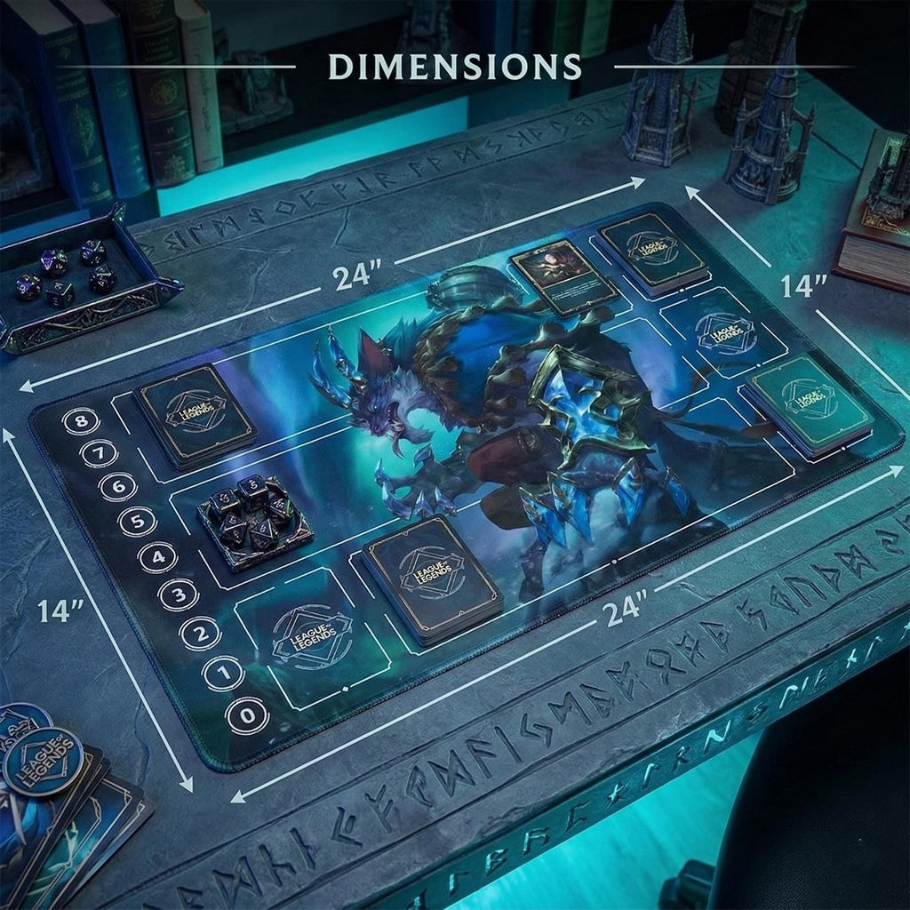 Warwick Riftbound LOL Playmat - League of Legends Inspired Trading Card Game - 24" x 14" inches (600 x 350 x 2 mm) Stitched Edges