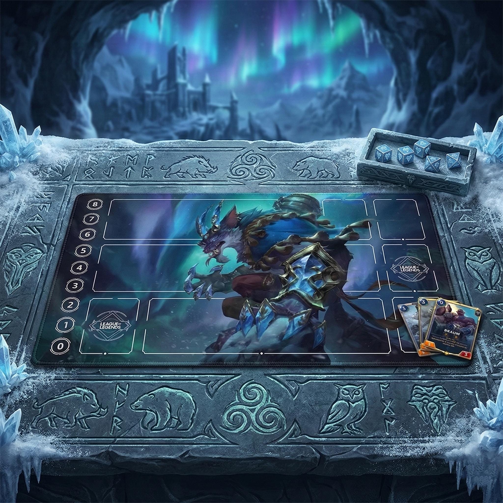 Warwick Riftbound LOL Playmat - League of Legends Inspired Trading Card Game - 24" x 14" inches (600 x 350 x 2 mm) Stitched Edges