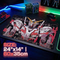 Unicorn Gundam TCG Playmat with Zones | 24x14 RX-0 Mecha Card Game Mat | GCG Accessories | Stitched Edges