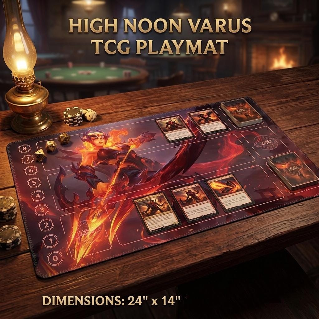 Varus High Noon Riftbound LOL Playmat - League of Legends Inspired Trading Card Game - 24" x 14" inches (600 x 350 x 2 mm) Stitched Edges