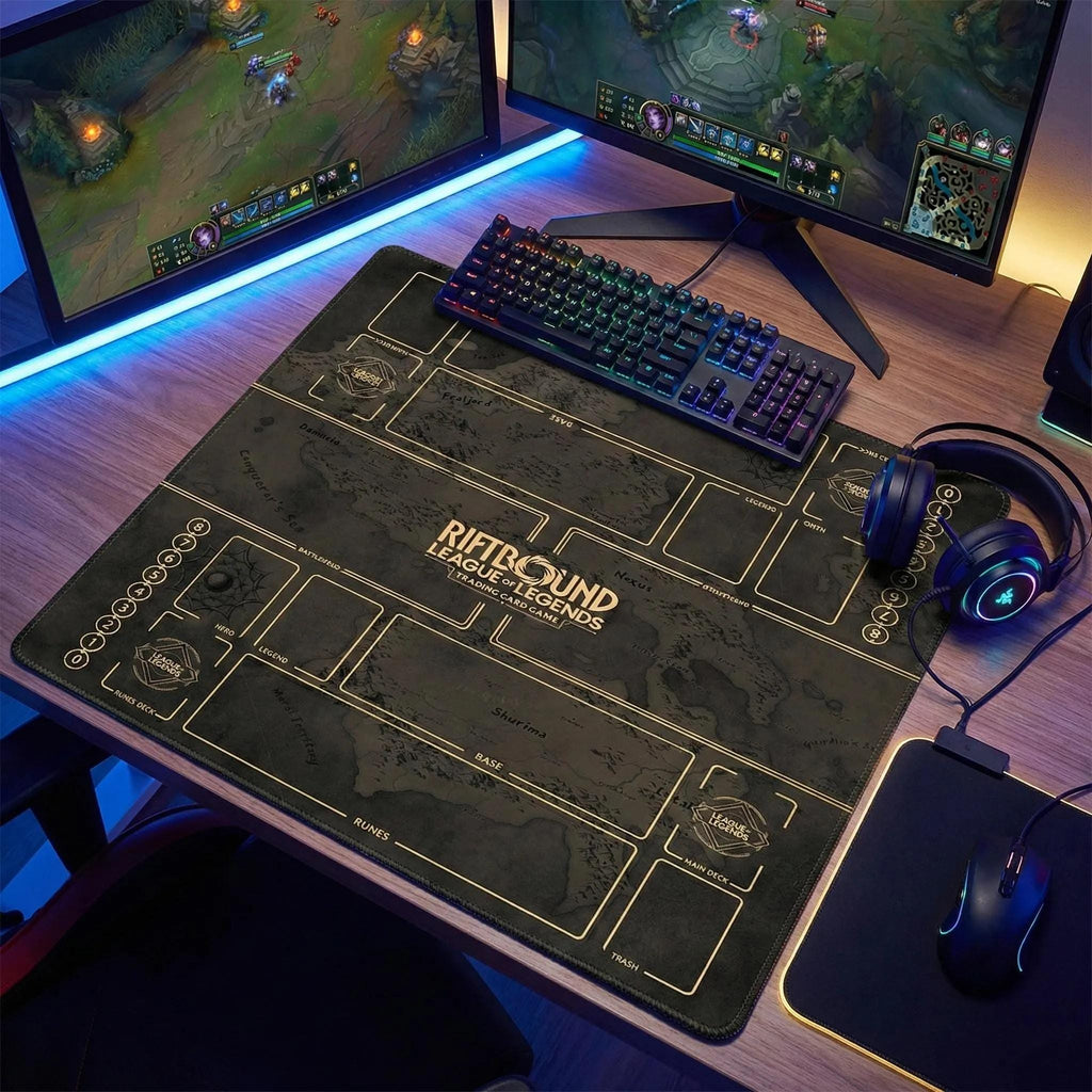 Riftbound Playmat Two Players - League of Legends Trading Card Game - Duo Zones Battlefield 24" x 24" inches (60x60 cm)