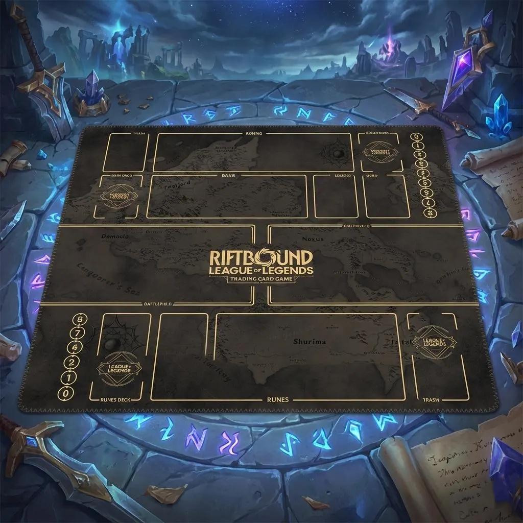 Two Player Riftbound Playmat - League of Legends Trading Card Game Mat - Duo Zones Battlefield 24" x 24" inches (60x60 cm)