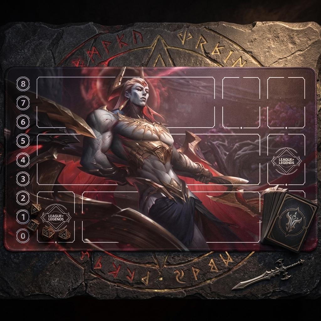 Zaheen League of Legends Riftbound Playmat | Trading Card Game Pad | LOL Desk Mat | 24" x 14" inches Stitched Edges