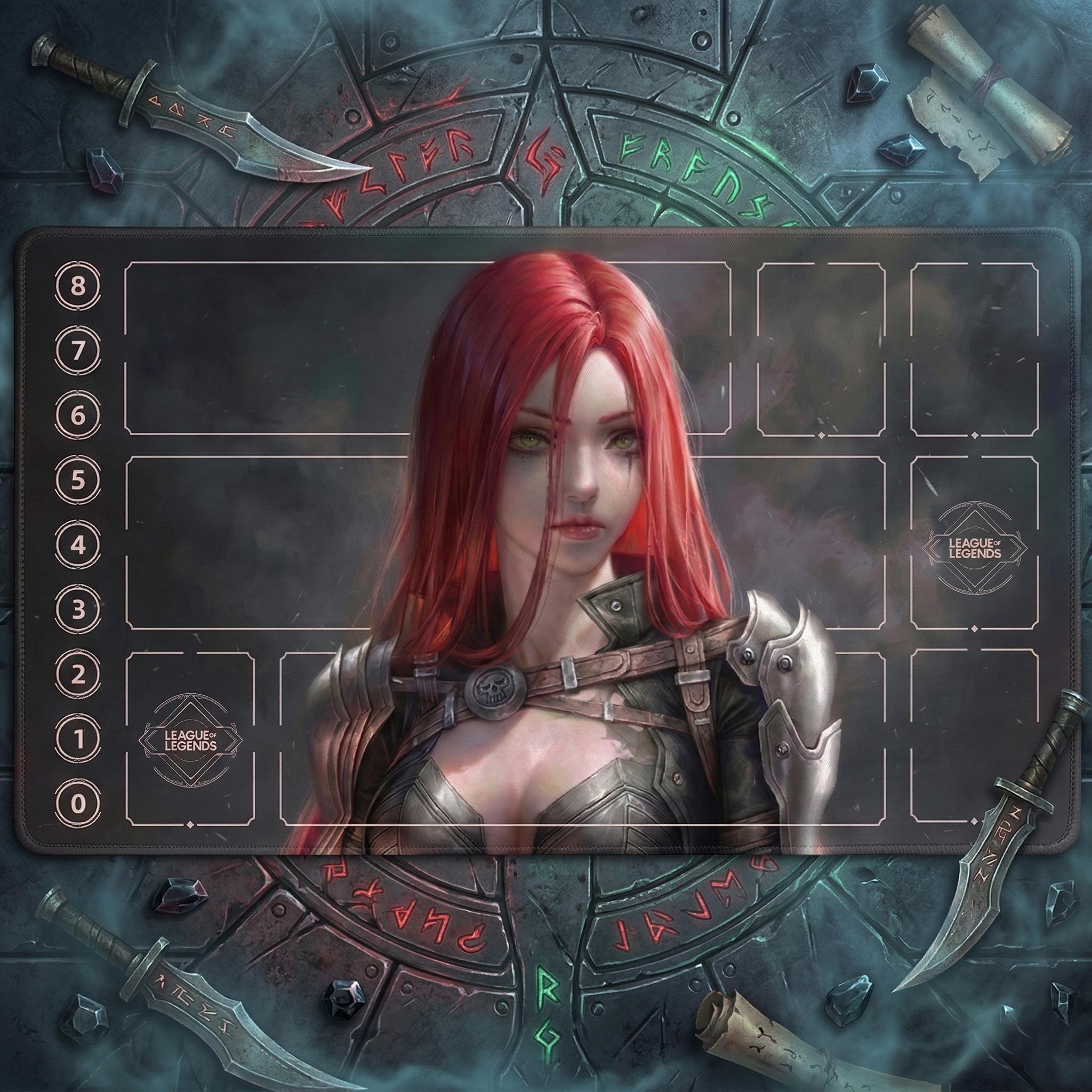 Katarina League of Legends Riftbound Playmat | Trading Card Game Pad | LOL Desk Mat | 600x350x2mm Stitched Edges