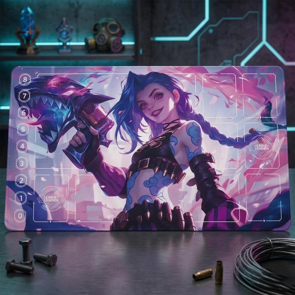 Jinx Arcane Riftbound LOL Playmat - League of Legends Inspired Trading Card Game - 24" x 14" inches (600 x 350 x 2 mm) Stitched Edges