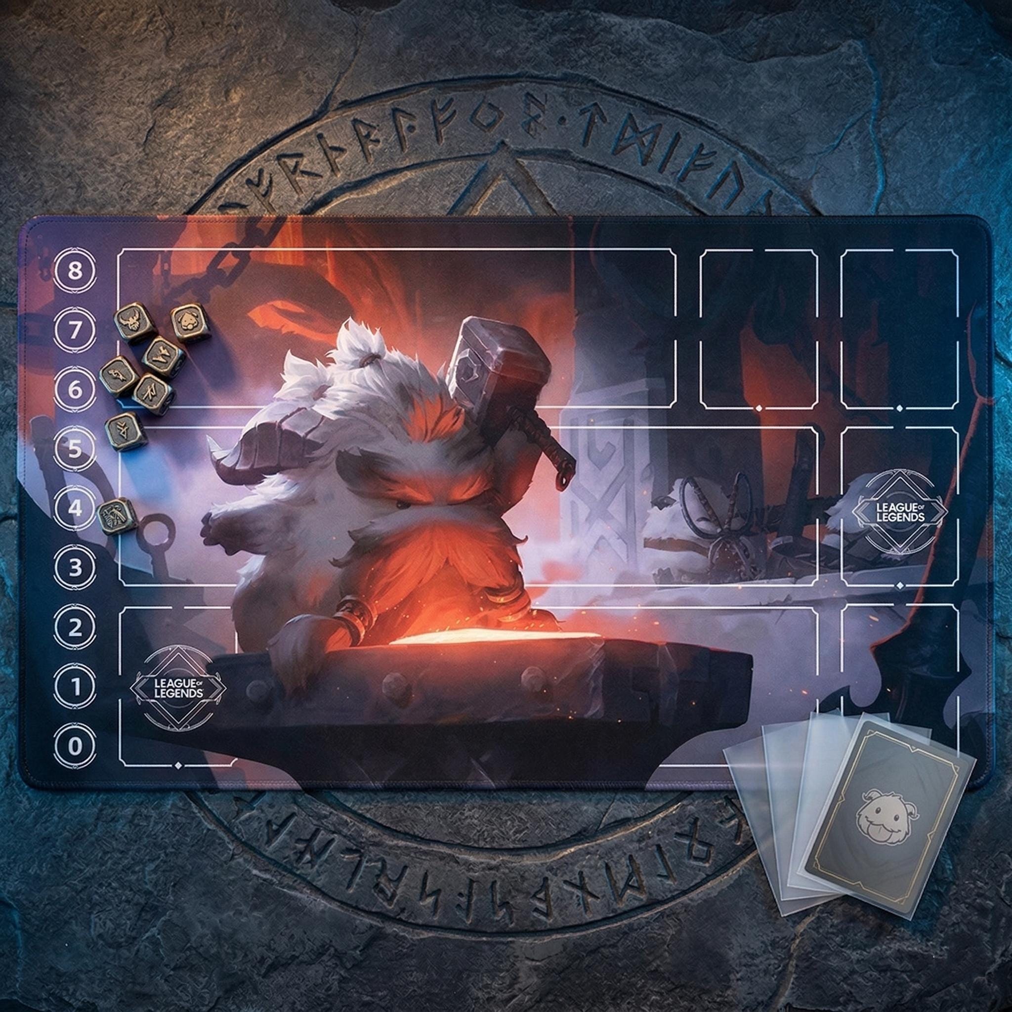 Ornn Poro League of Legends Riftbound Playmat | Trading Card Game Pad | LOL Desk Mat | 24" x 14" inches Stitched Edges