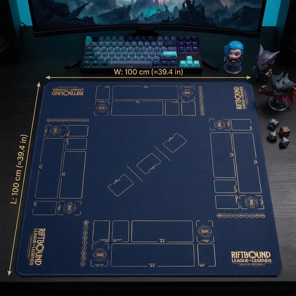 2v2 Four Player Riftbound LOL Playmat - 4-Player League of Legends Trading Card Game Table Mat - TCG Arena Desk Pad 100 x 100 cm