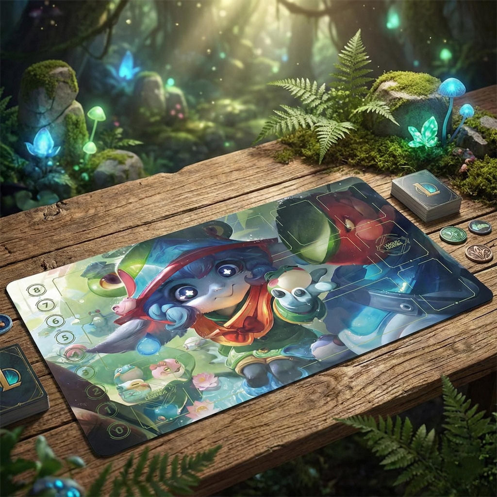 Lulu Monster Tamer League of Legends Riftbound Playmat | Trading Card Game Pad | LOL Desk Mat | 24" x 14" inches Stitched Edges
