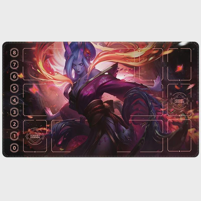 Ahri Spirit Blossom League of Legends Riftbound Playmat | Trading Card Game Pad | LOL Desk Mat | 24" x 14" inches Stitched Edges