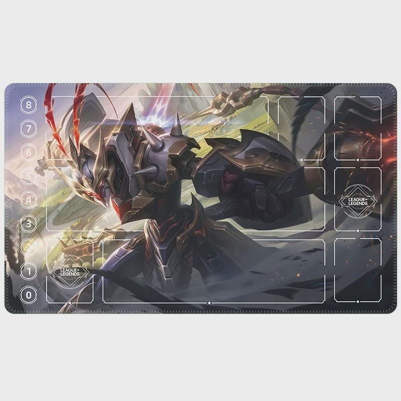 Jax Mecha Kingdoms League of Legends Riftbound Playmat | Trading Card Game Pad | LOL Desk Mat | 24" x 14" inches Stitched Edges