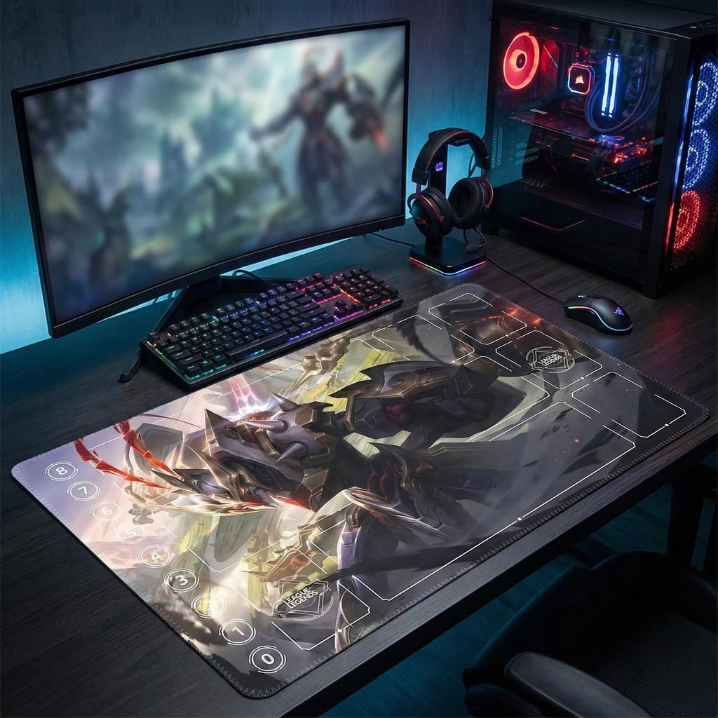 Jax Mecha Kingdoms League of Legends Riftbound Playmat | Trading Card Game Pad | LOL Desk Mat | 24" x 14" inches Stitched Edges