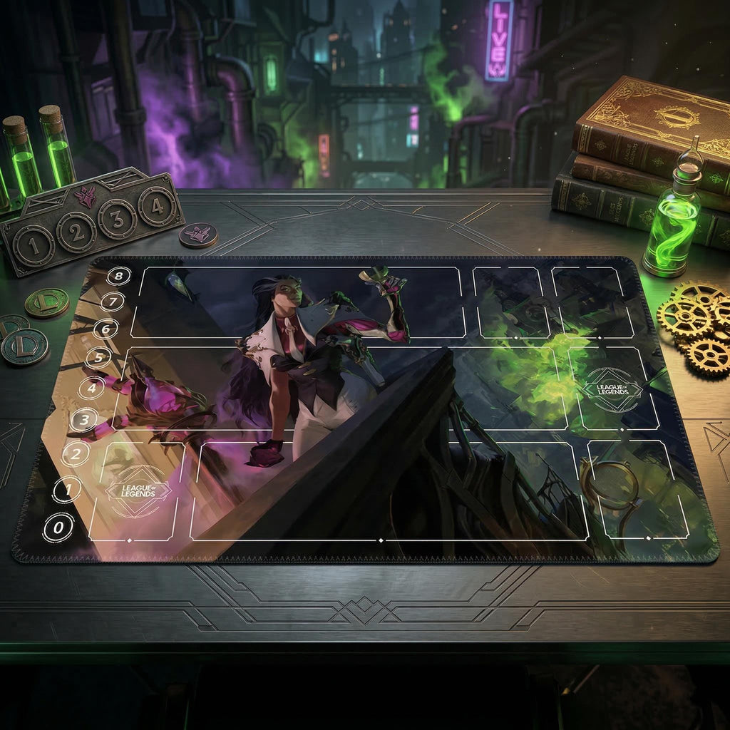 Renata Glasc League of Legends Riftbound Playmat | Trading Card Game Pad | LOL Desk Mat | 24" x 14" inches Stitched Edges