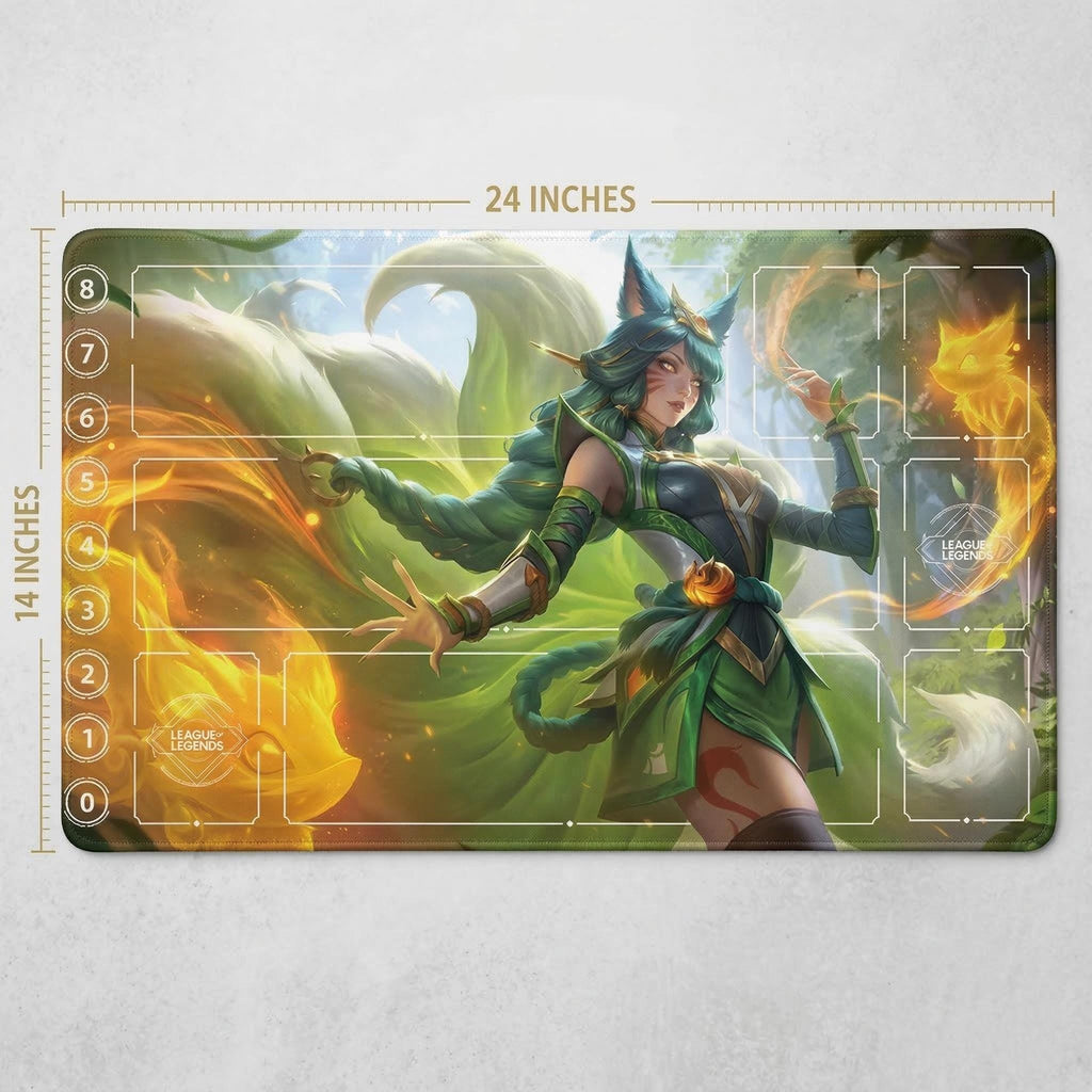 Ahri Laiguo Skin League of Legends Riftbound Playmat | Trading Card Game Pad | LOL Desk Mat | 24" x 14" inches Stitched Edges
