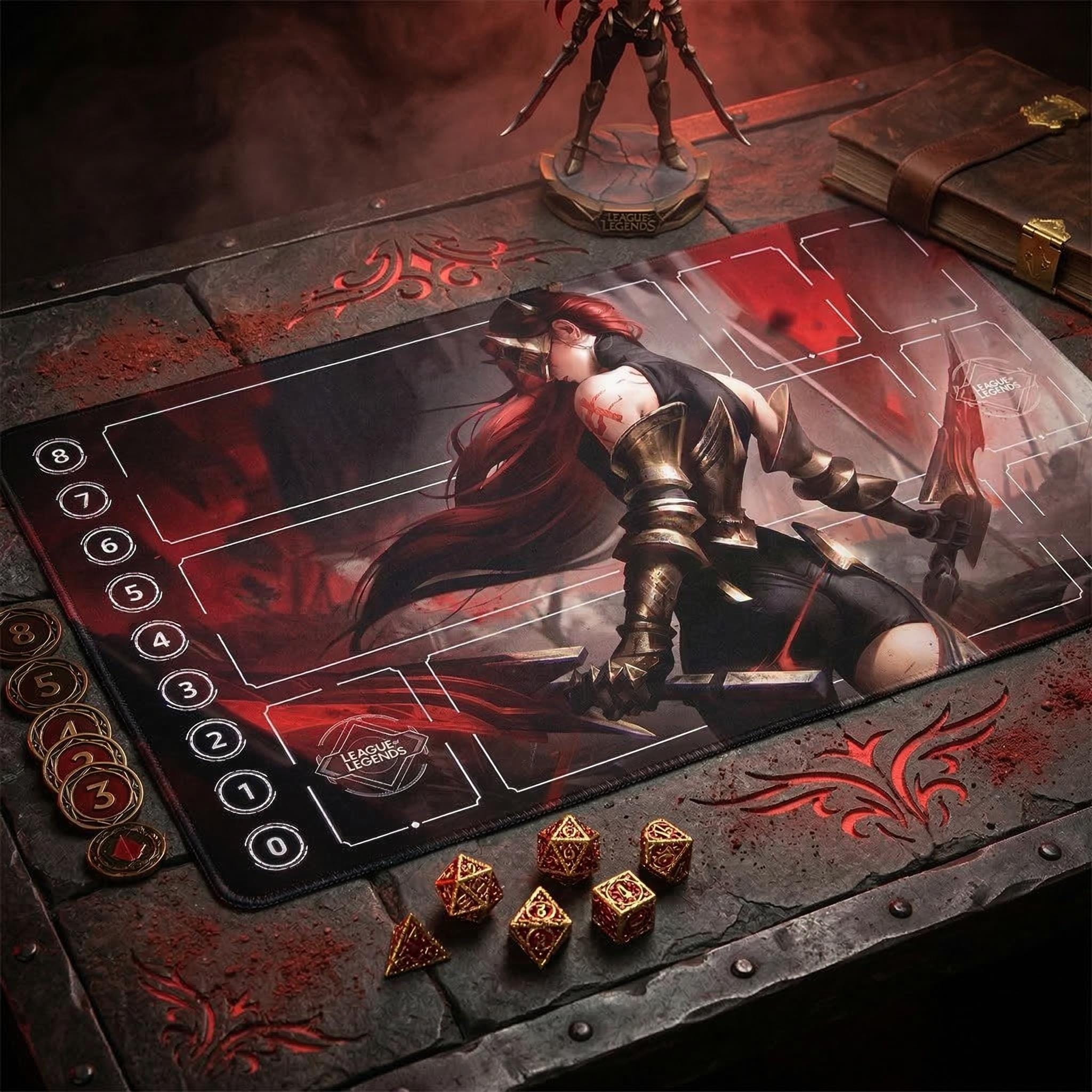 Katarina League of Legends Riftbound Playmat | Trading Card Game Play Pad | LOL Desk Mat | 600x350x2mm Stitched Edges