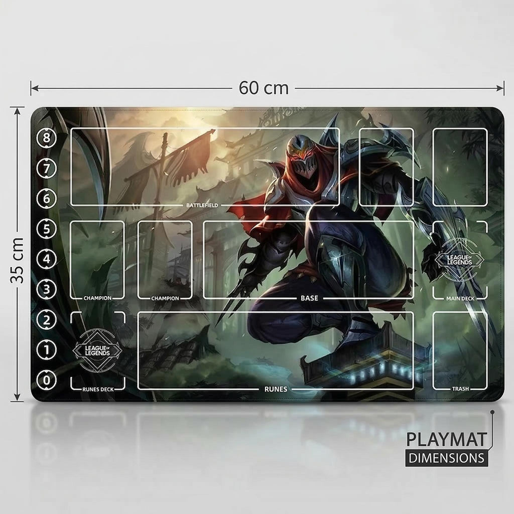 Zed League of Legends Riftbound Playmat | Trading Card Game Play Pad | LOL Desk Mat | 600x350x2mm Stitched Edges