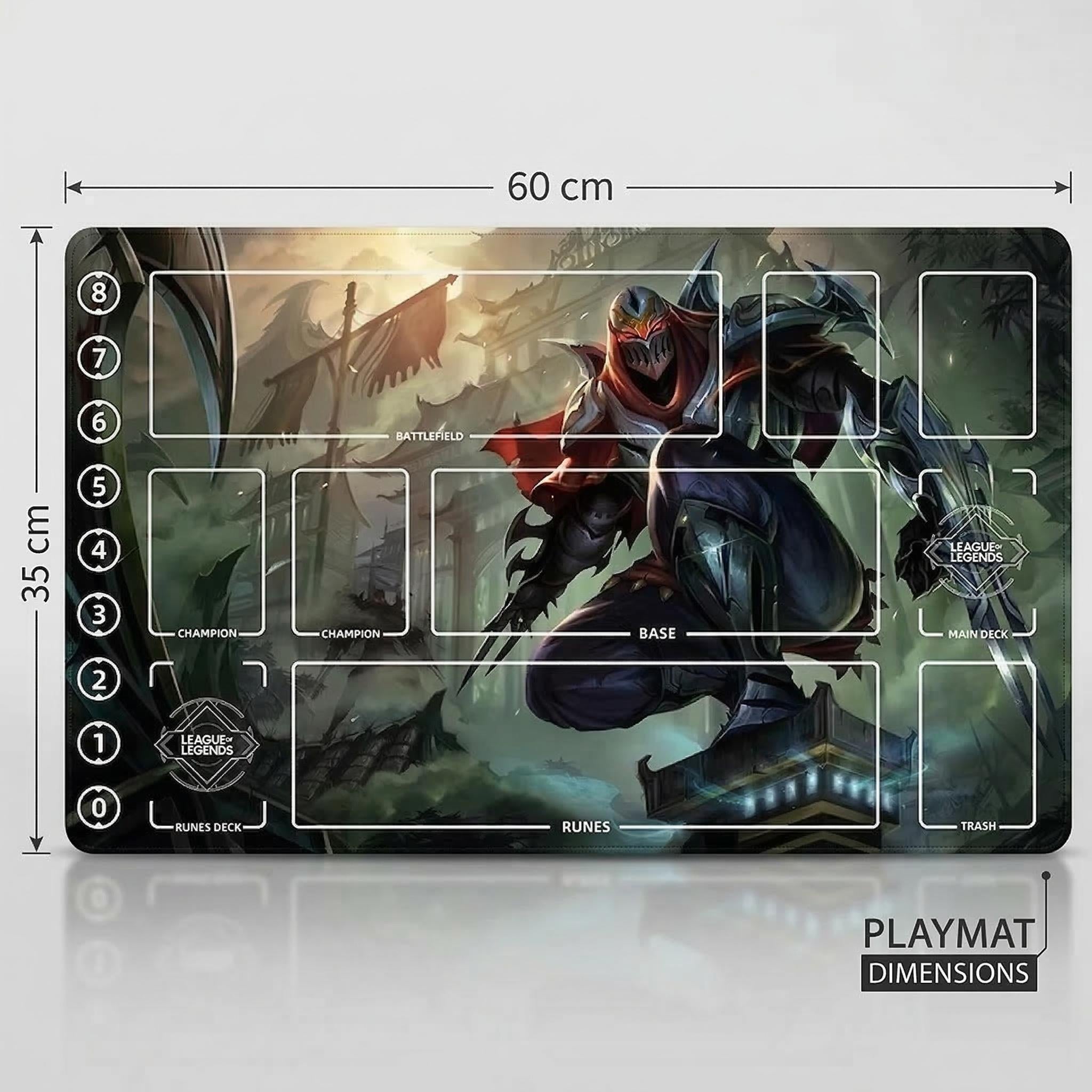 Zed League of Legends Riftbound Playmat | Trading Card Game Play Pad | LOL Desk Mat | 600x350x2mm Stitched Edges
