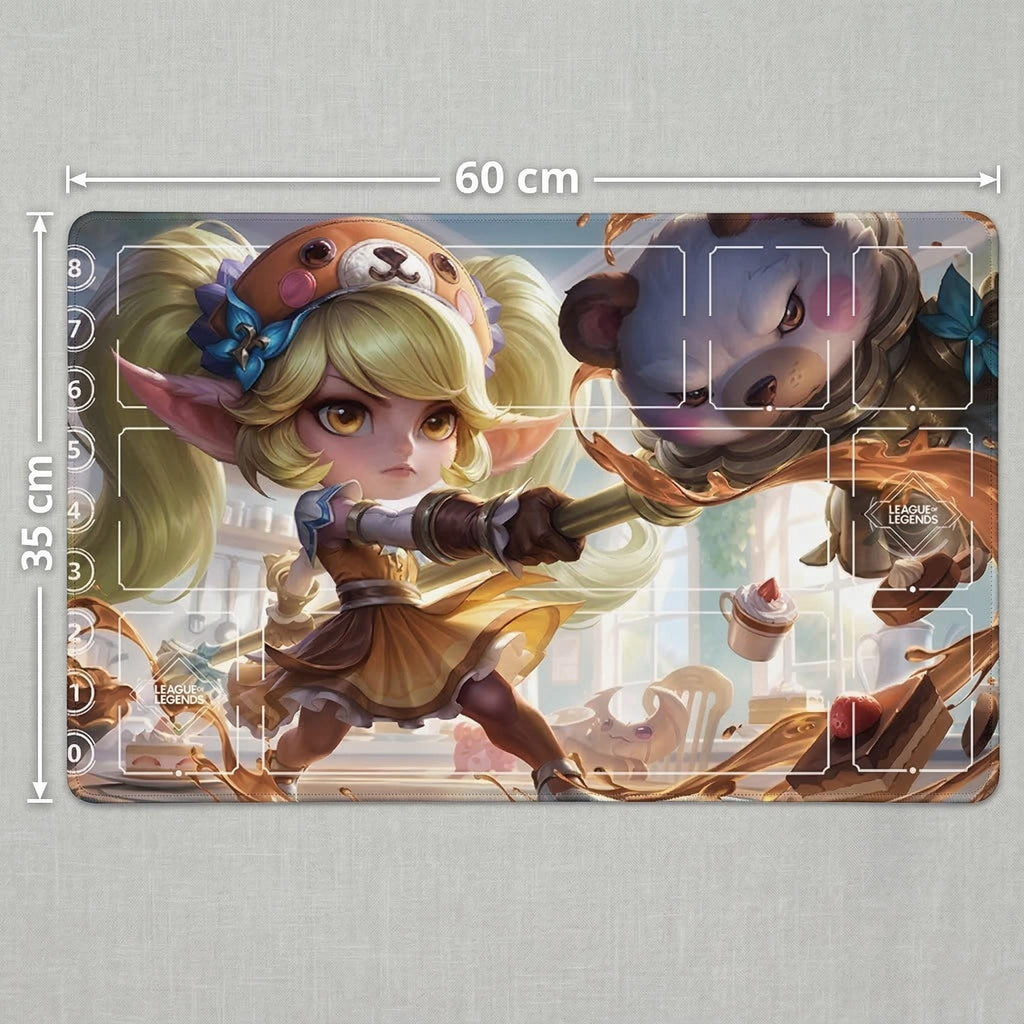 Poppy League of Legends Riftbound Playmat | Trading Card Game Play Pad | LOL Desk Mat | 600x350x2mm Stitched Edges