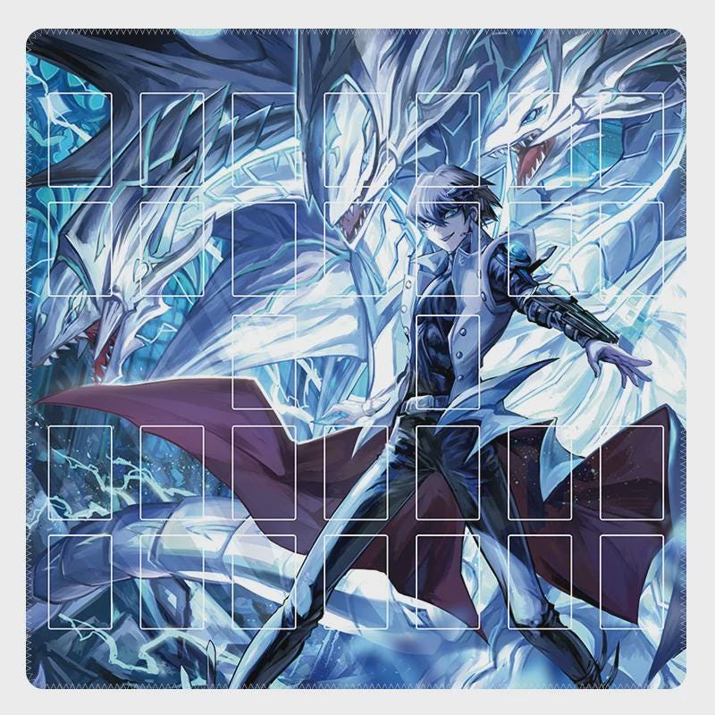 Seto Kaiba Dragon Two Player Yu-Gi-Oh! Playmat | 2 Player YGO Battle Mat | Double Duel Layout | 24 x 24"