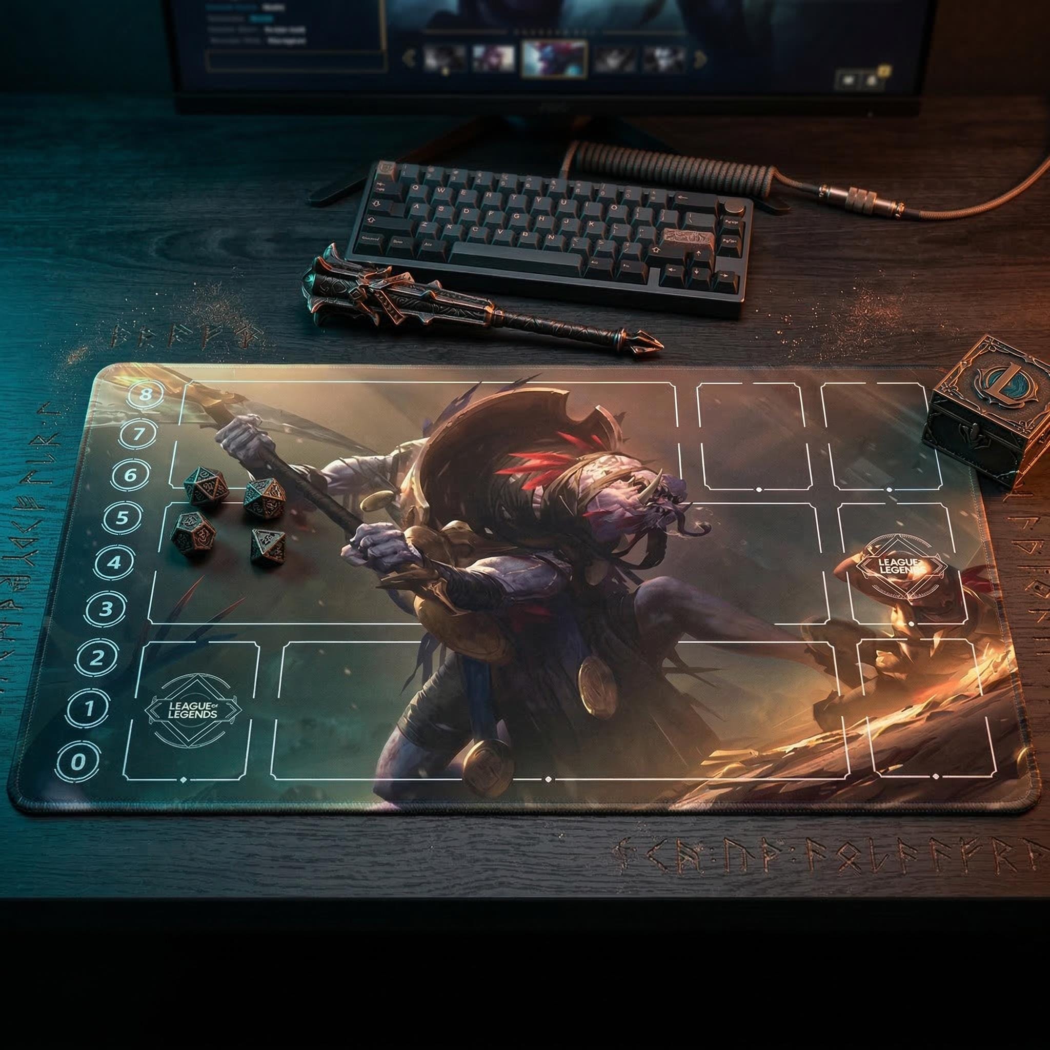 Twitch League of Legends Riftbound Playmat | LOL TCG Desk Mat | 600x350x2mm Stitched Edges