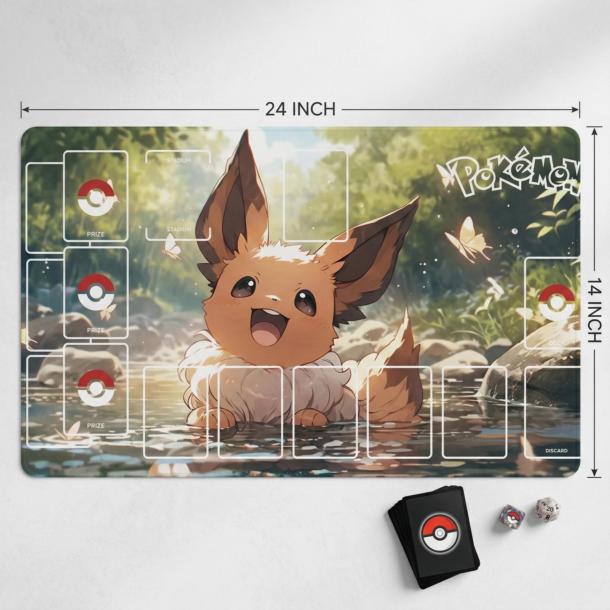 Eevee Pokemon Playmat | Pokemon Trading Card Game Mat | 24" x 14" inch | Eveveelutions PTCG