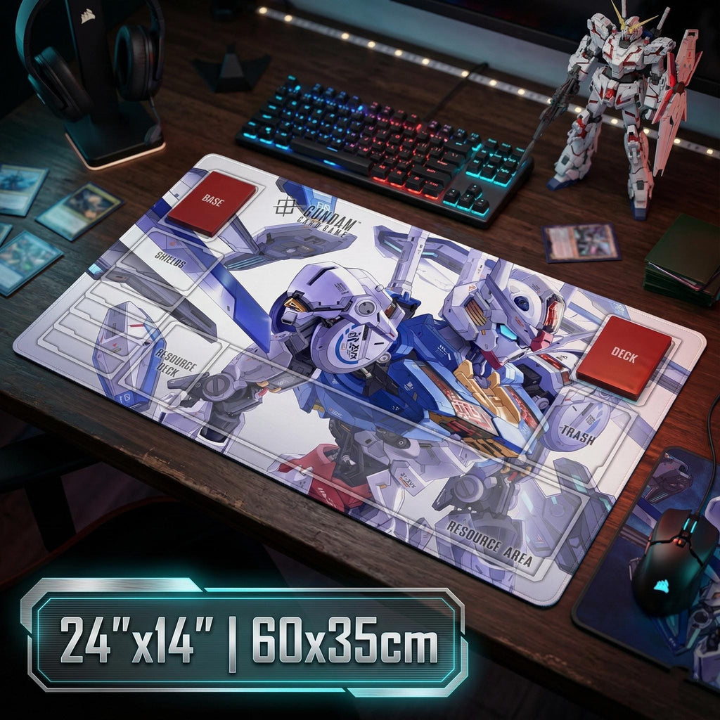 Gundam TCG Playmat with Zones - Aerial TCG Desk Mat - Mobile Suit Gaming Mat - Custom Trading Card Game Accessory