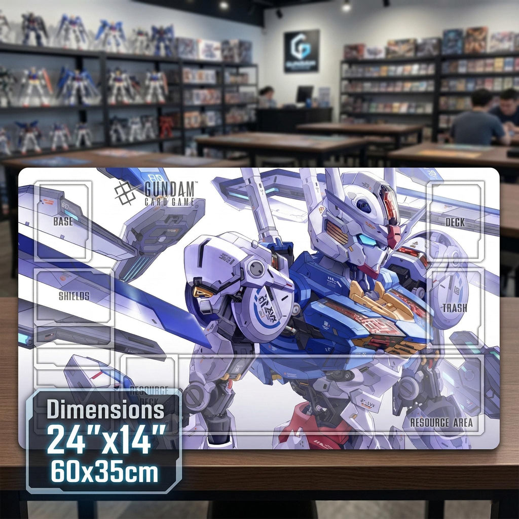 Gundam TCG Playmat with Zones - Aerial TCG Desk Mat - Mobile Suit Gaming Mat - Custom Trading Card Game Accessory