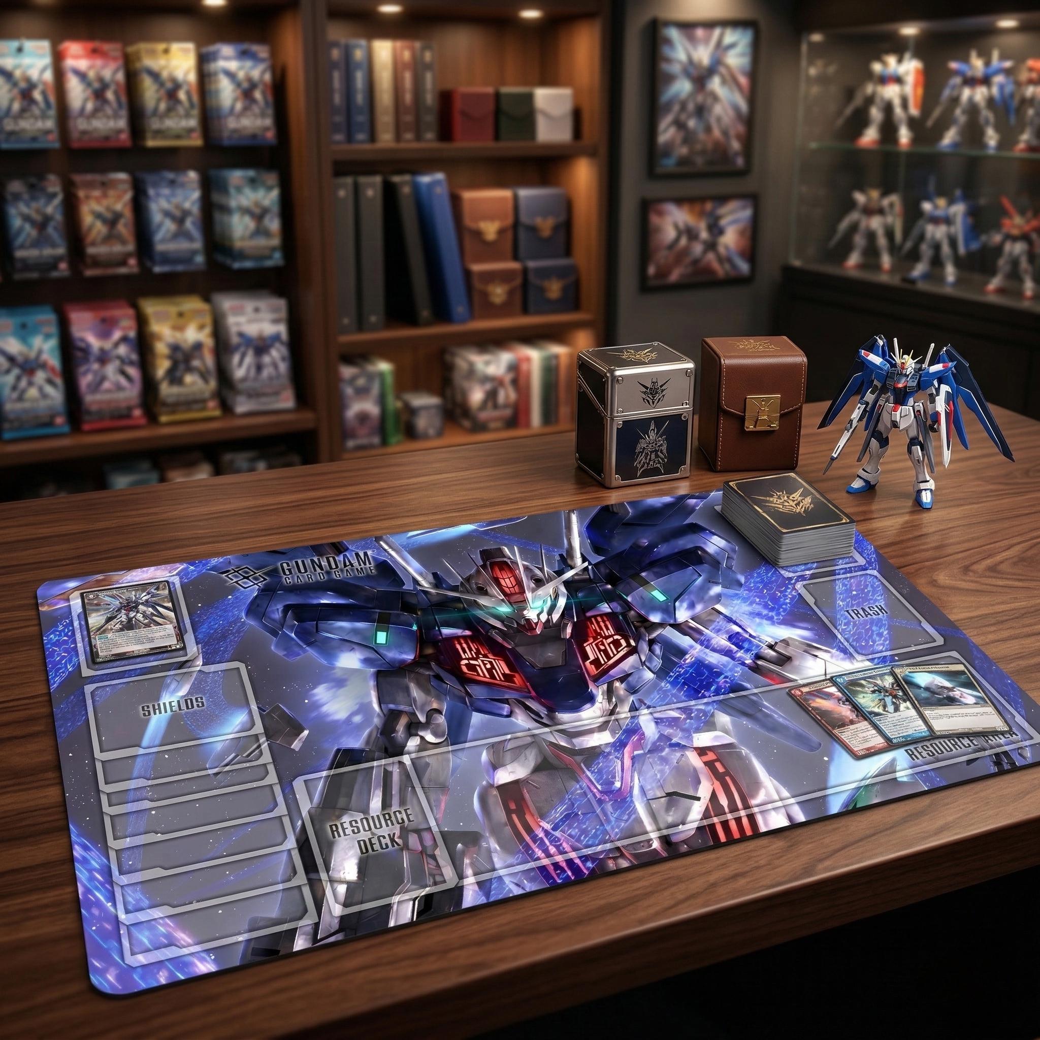 Gundam Aerial Playmat – Custom Mecha TCG Gaming Mat (24x14 inches)
